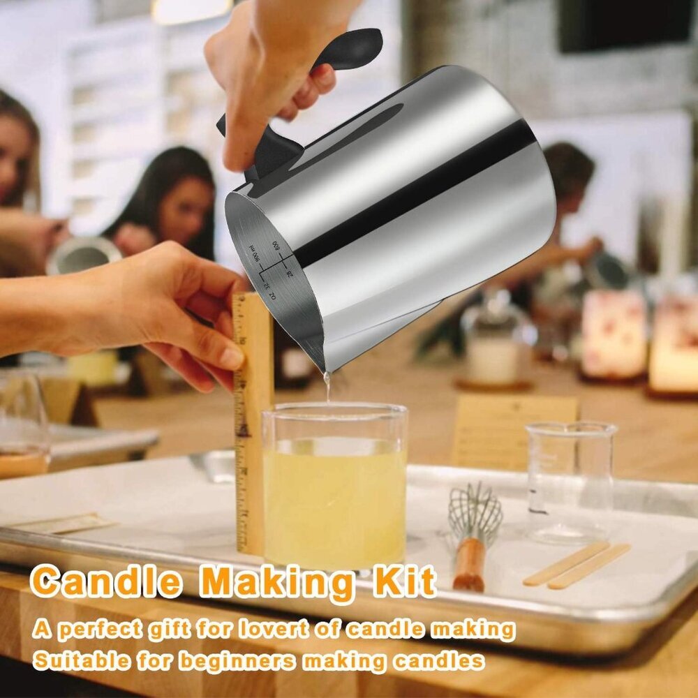 Candle Making Kit - 32oz Pouring Pot, 16oz Soy Wax, Wooden Wick Holders, Candle - Picture 3 of 8